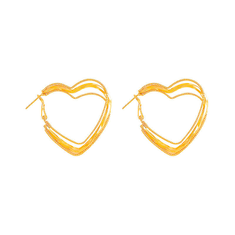 Love Heart Earrings Female Niche Design High Profile Fashion