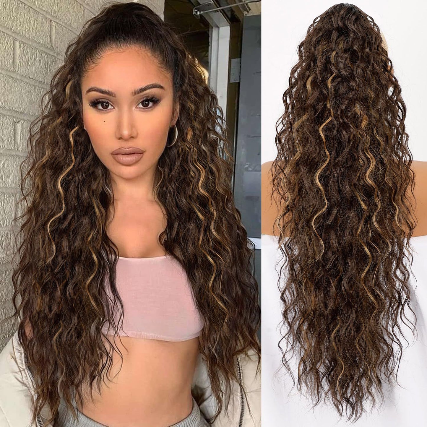 Grip Ponytail Fluffy Long Curly Hair Horse Tail Wig