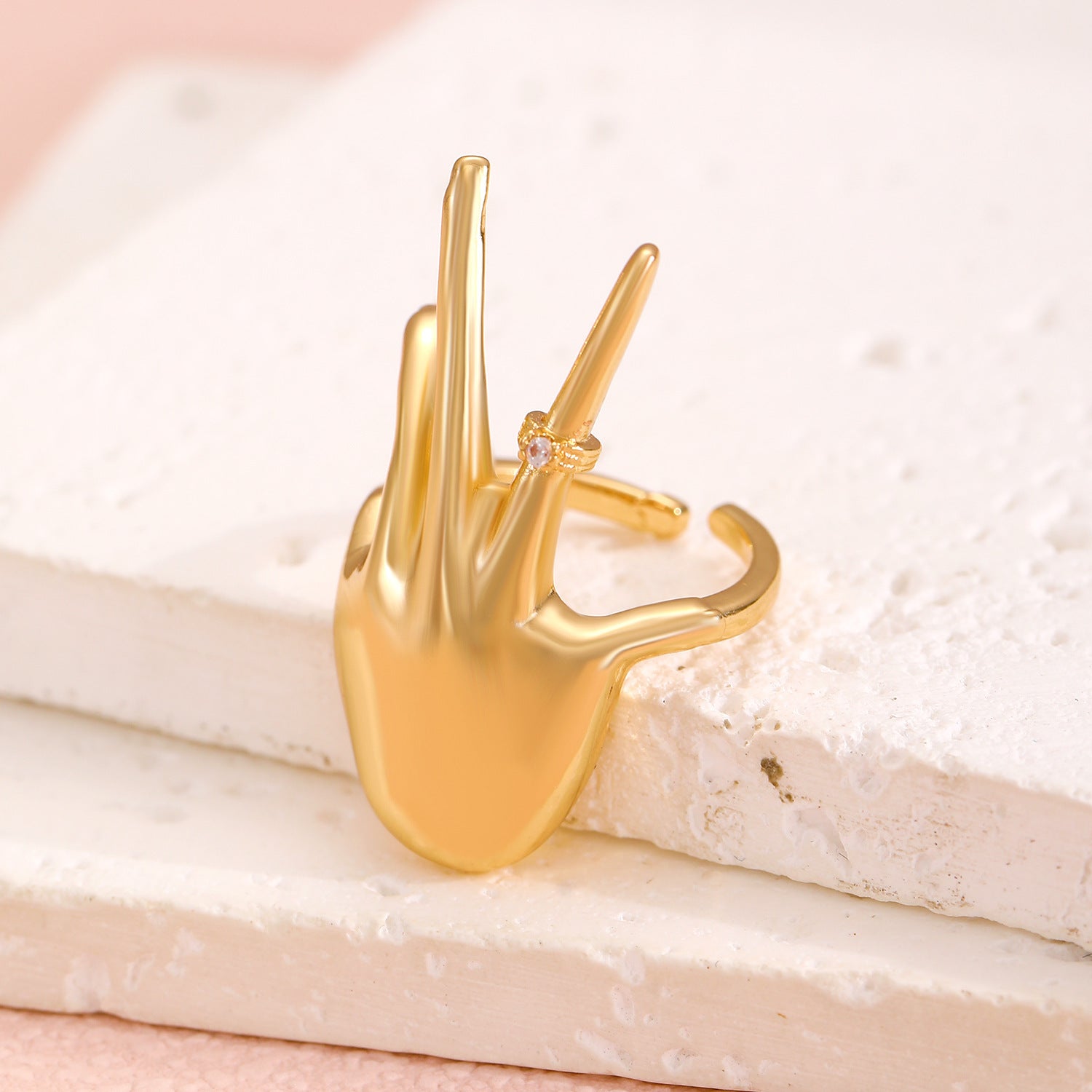 Creative Palm Ring Female Copper Inlaid Zircon