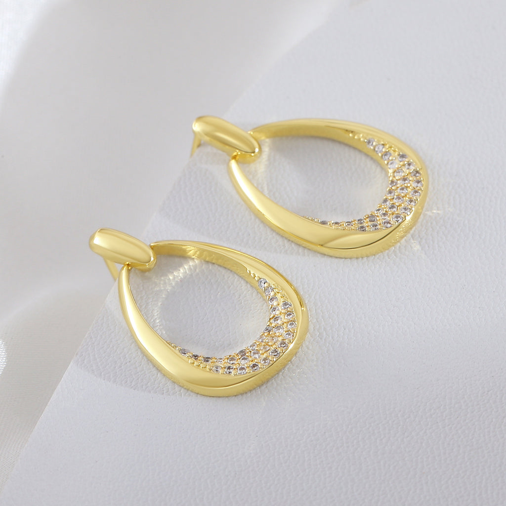 Simple Zircon Unique Design Ear Ring Light Luxury Geometric Ring Earrings