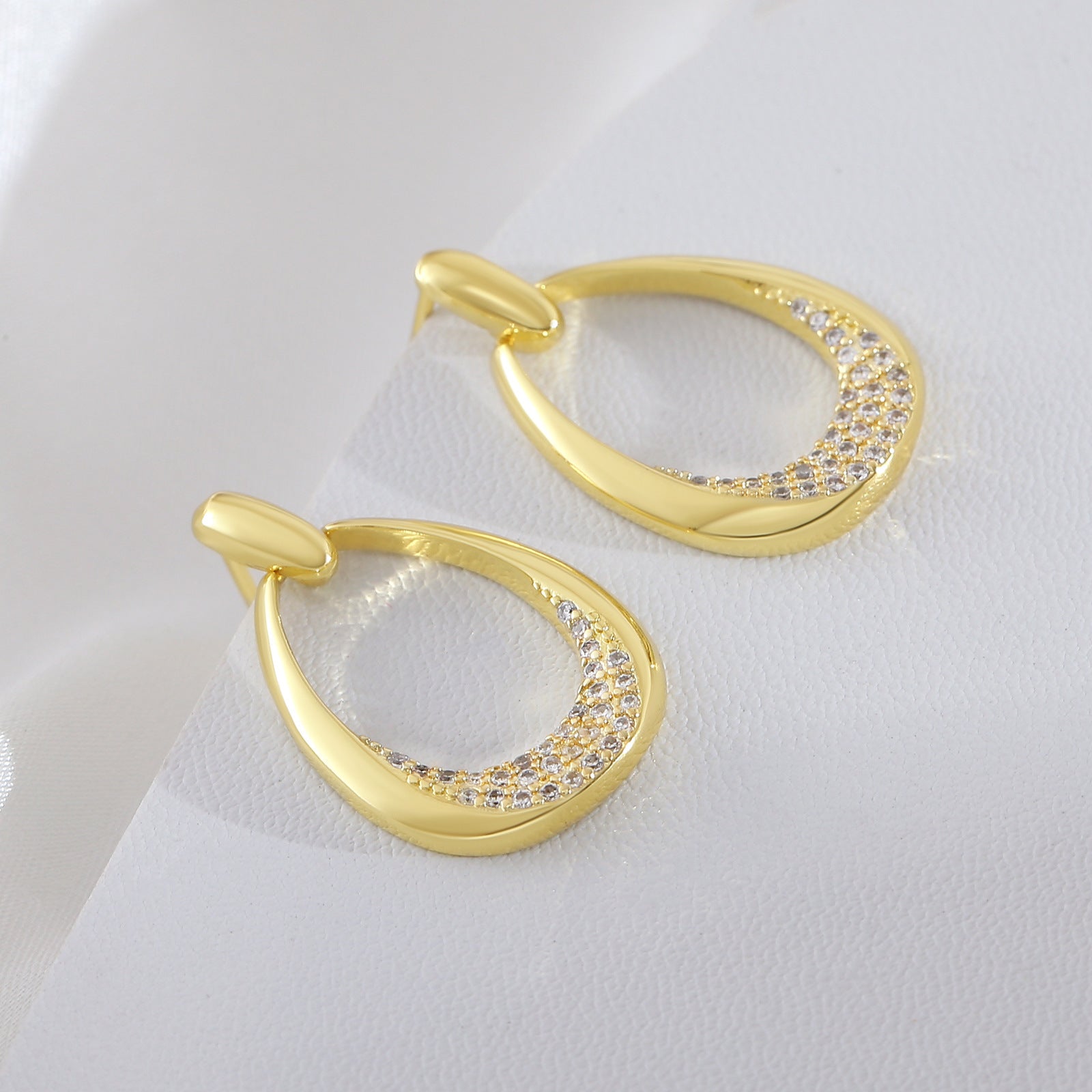 Simple Zircon Unique Design Ear Ring Light Luxury Geometric Ring Earrings