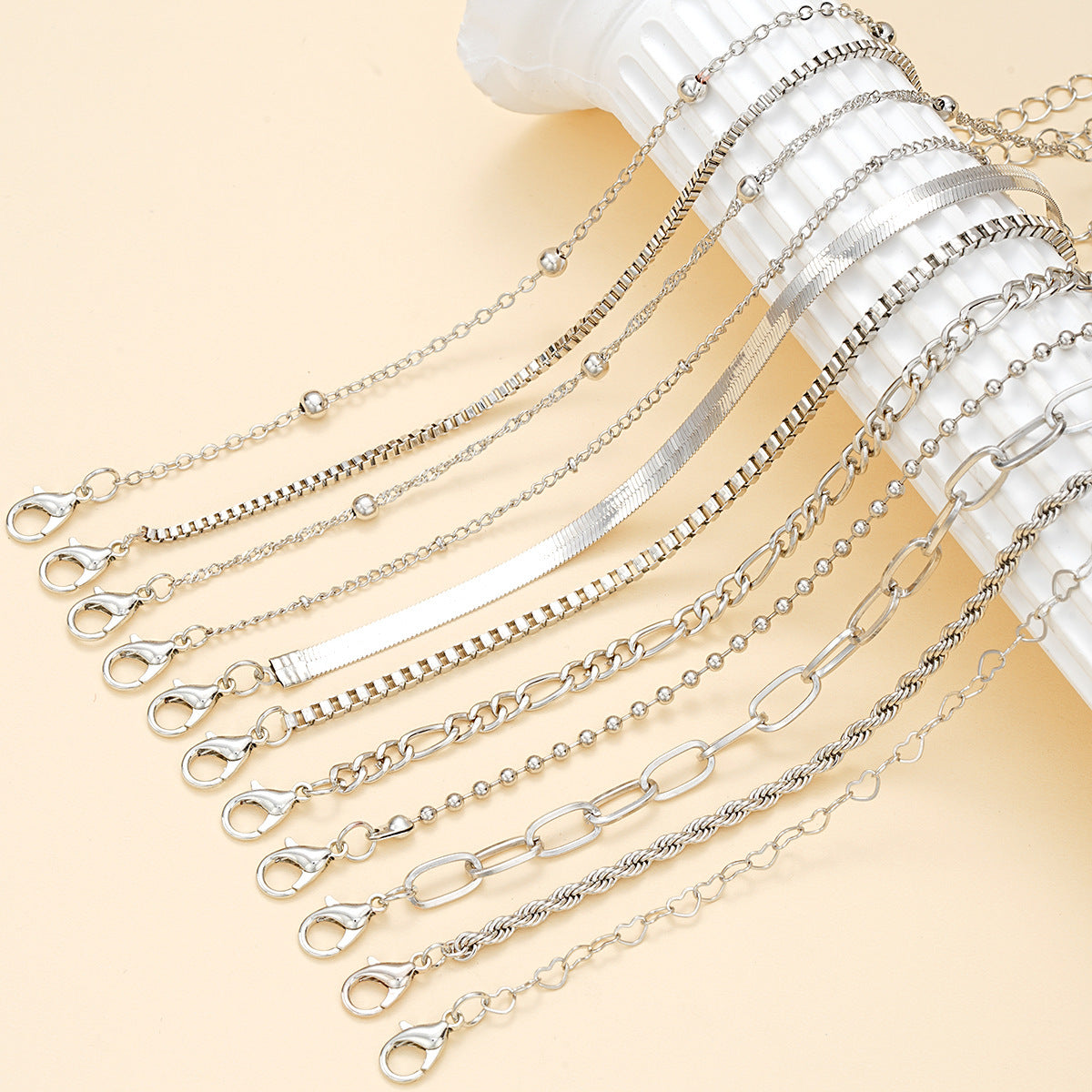 Multi-layer Twin Chain Bracelet Alloy Heart Ball Bracelet