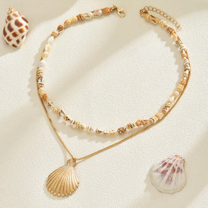 Simple Metal Shell Pendant Temperament Wild Design Conch Clavicle Chain