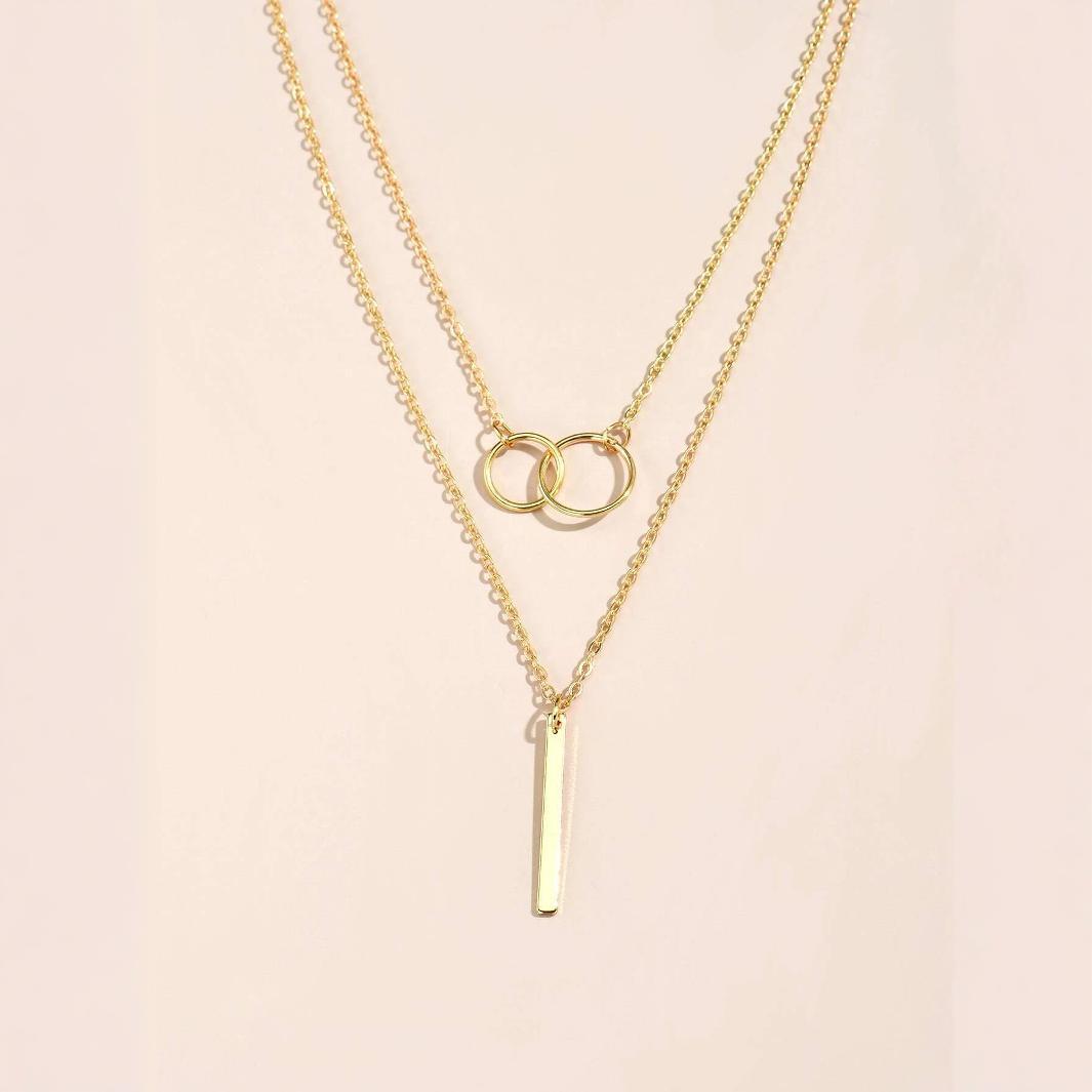 Fashion Bar Rod Ring Necklace