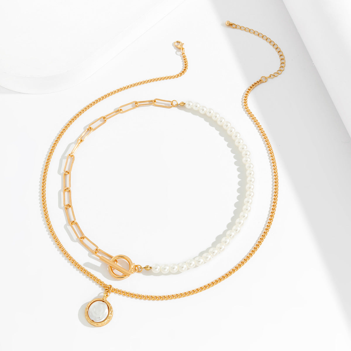 Baroque Stitching Woven Pearl Double Layer Necklace Retro