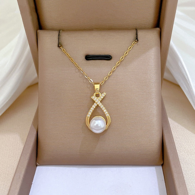 Necklace Women's Copper Micro Inlaid Real Gold Electroplating Ins