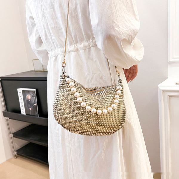 Pearl Special Imitation Diamond Handbag Shoulder Bag Women's Bag