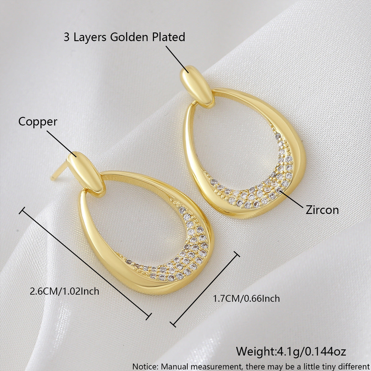 Simple Zircon Unique Design Ear Ring Light Luxury Geometric Ring Earrings
