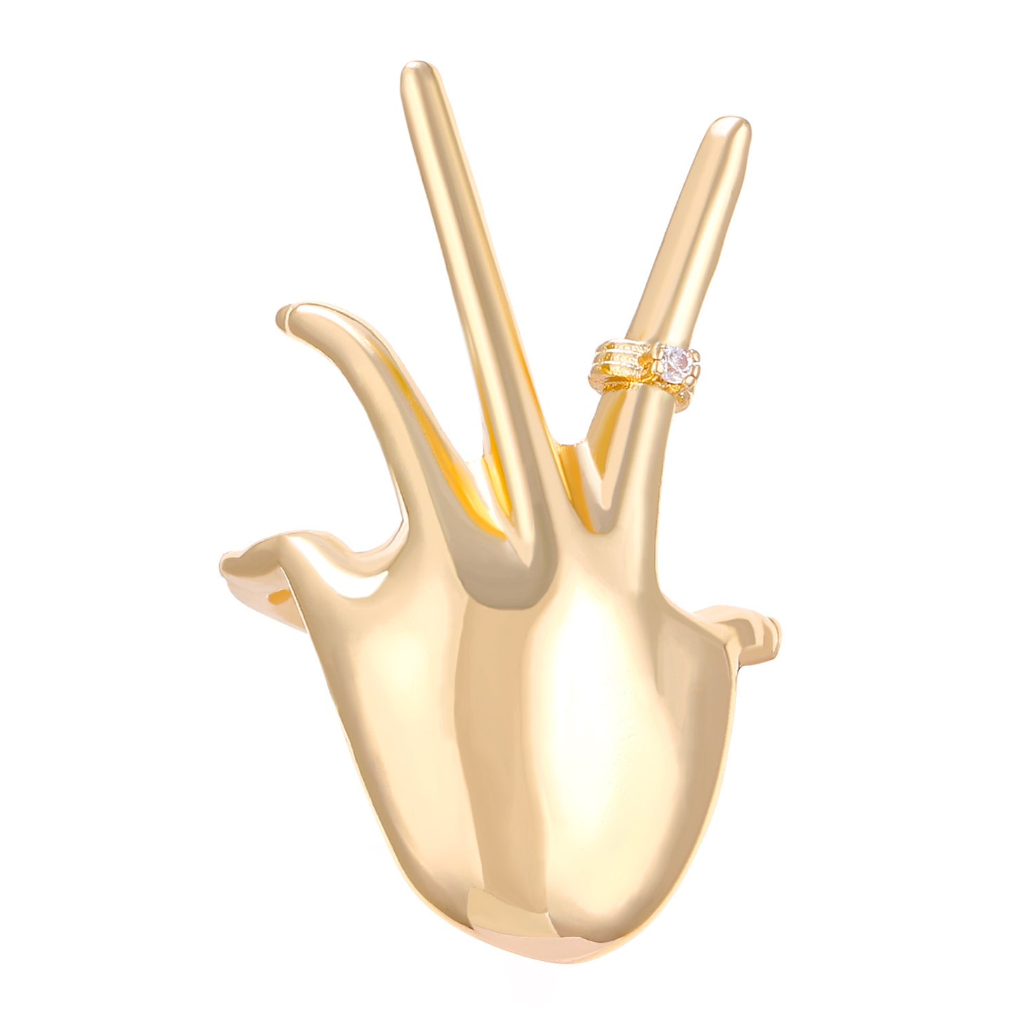 Creative Palm Ring Female Copper Inlaid Zircon