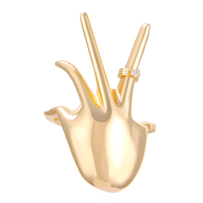 Creative Palm Ring Female Copper Inlaid Zircon