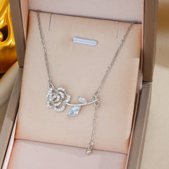 Titanium Steel Three-dimensional Rose Necklace For Women