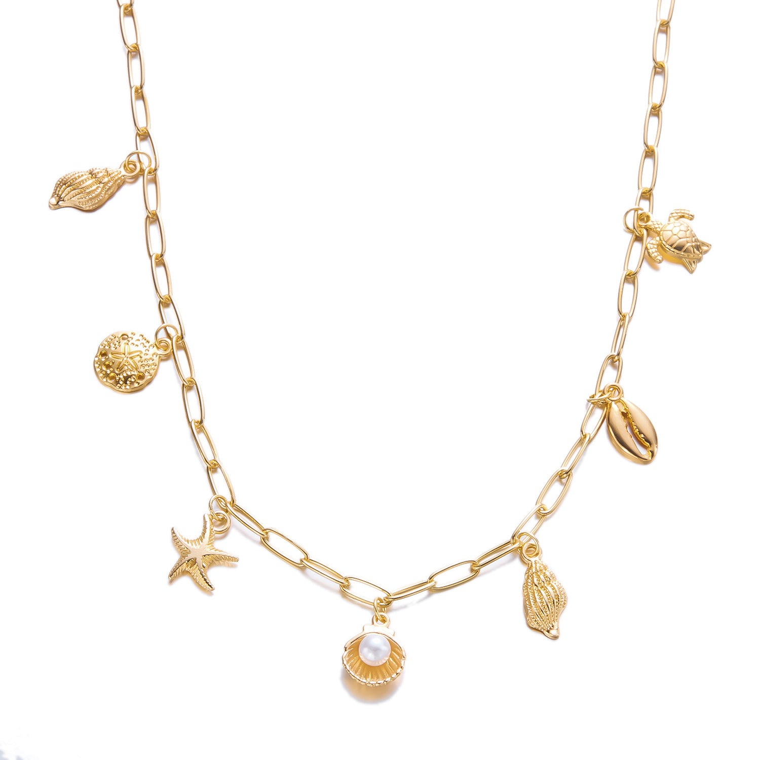 Starfish Conch Shell Turtle Pendant Necklace