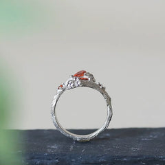 Simple Cute Cat Claw Red Diamond Embedded Women's Ring