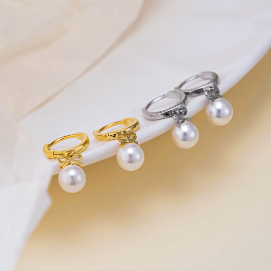 Exquisite Bow Artificial Pearl Earrings