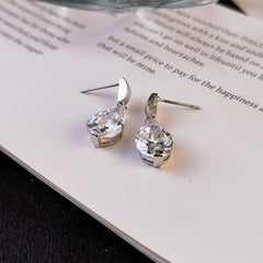 Zircon Pendant Earrings Women's Design Silver