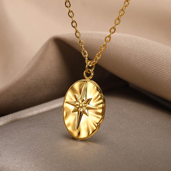 Niche Design Round Plate Pendant Necklace Simple