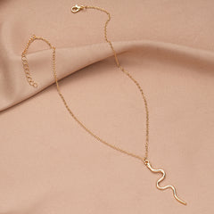 Stylish Graceful Simple Rose Gold Snake Pendant Necklace