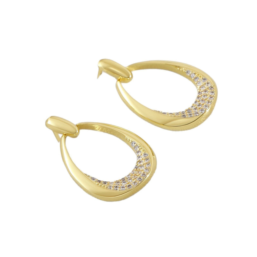 Simple Zircon Unique Design Ear Ring Light Luxury Geometric Ring Earrings