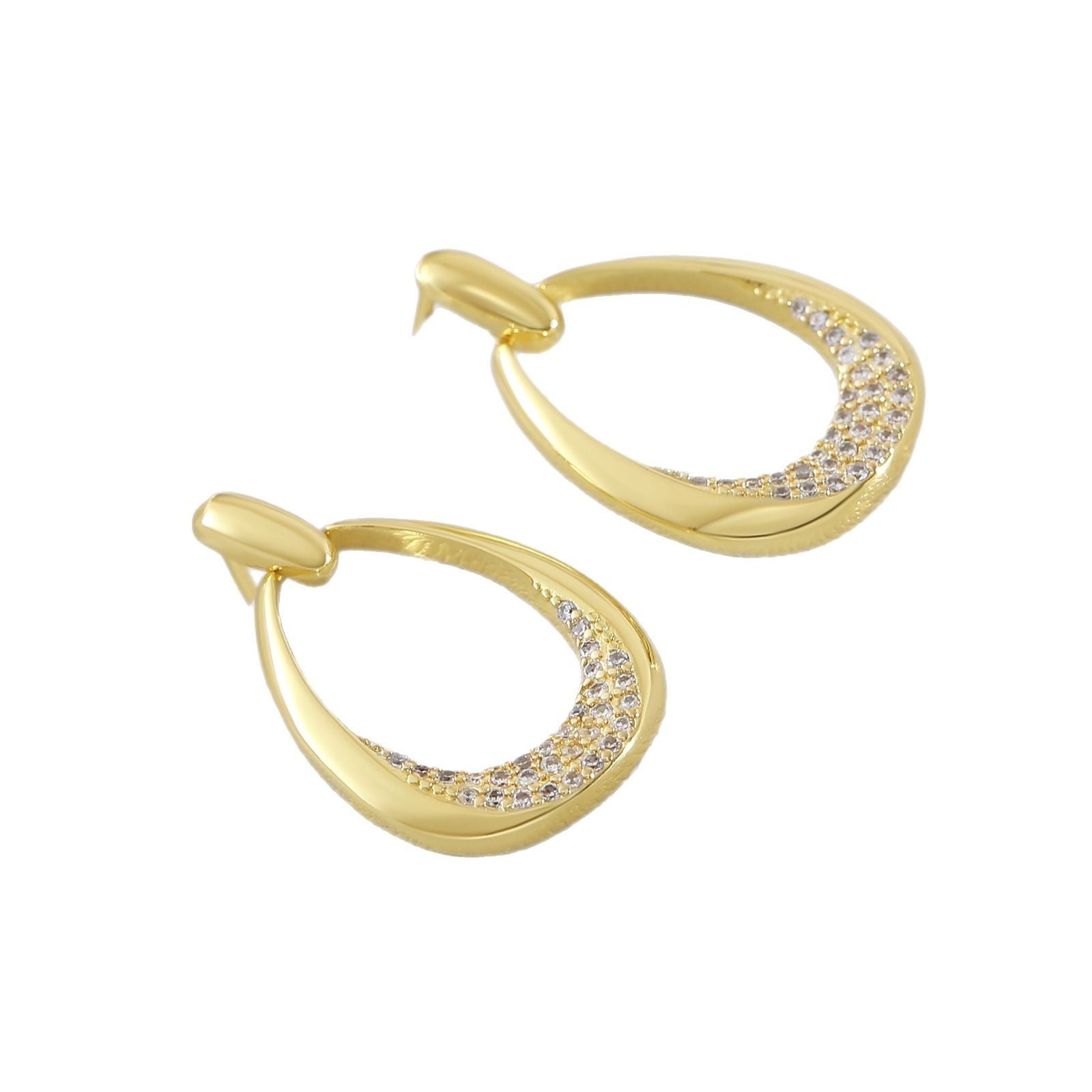 Simple Zircon Unique Design Ear Ring Light Luxury Geometric Ring Earrings