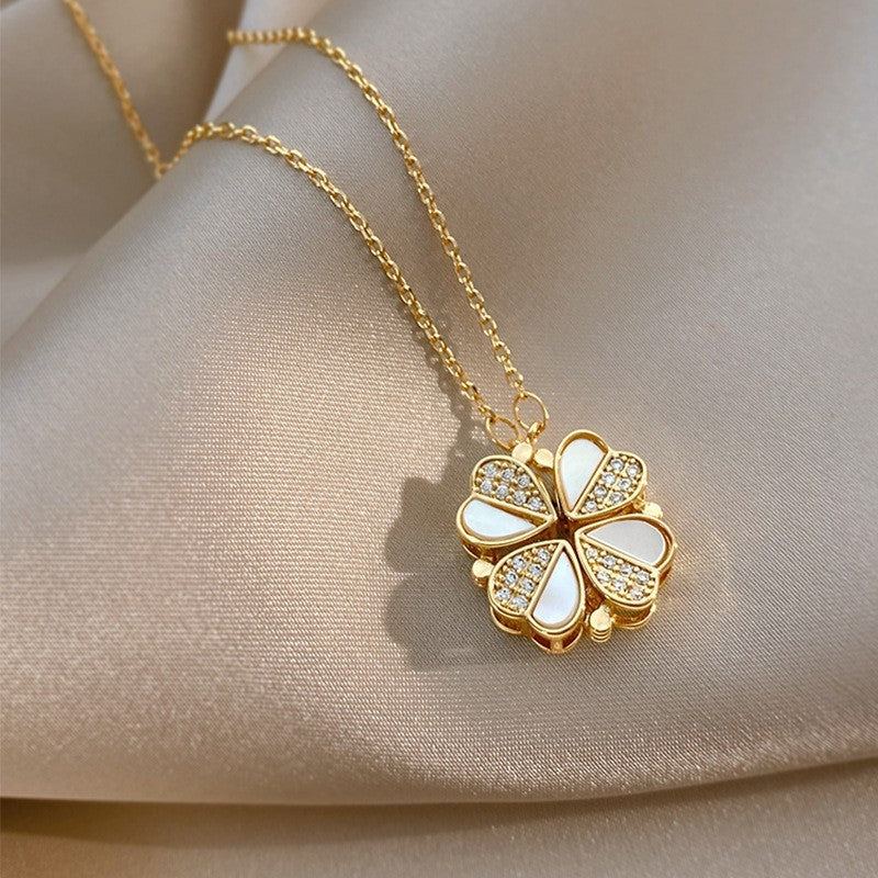 Non-fading Titanium Steel Dual-wear Love Clover Necklace