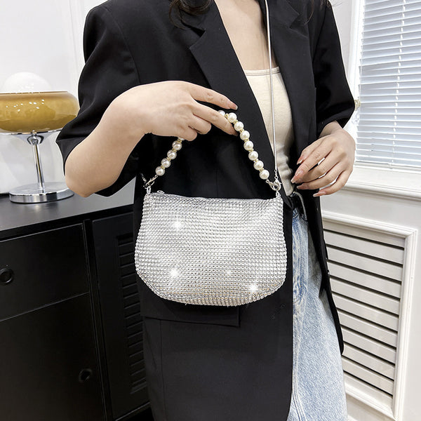 Pearl Special Imitation Diamond Handbag Shoulder Bag Women's Bag