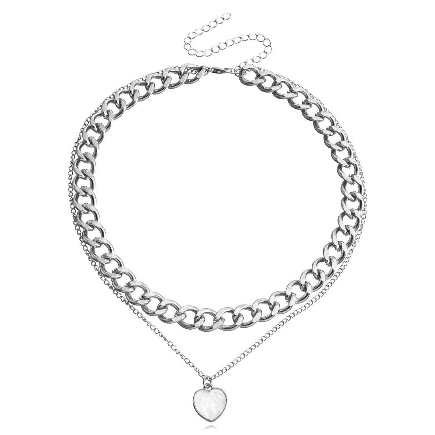 Double Layer White Shell Necklace Fashion Personality Metal