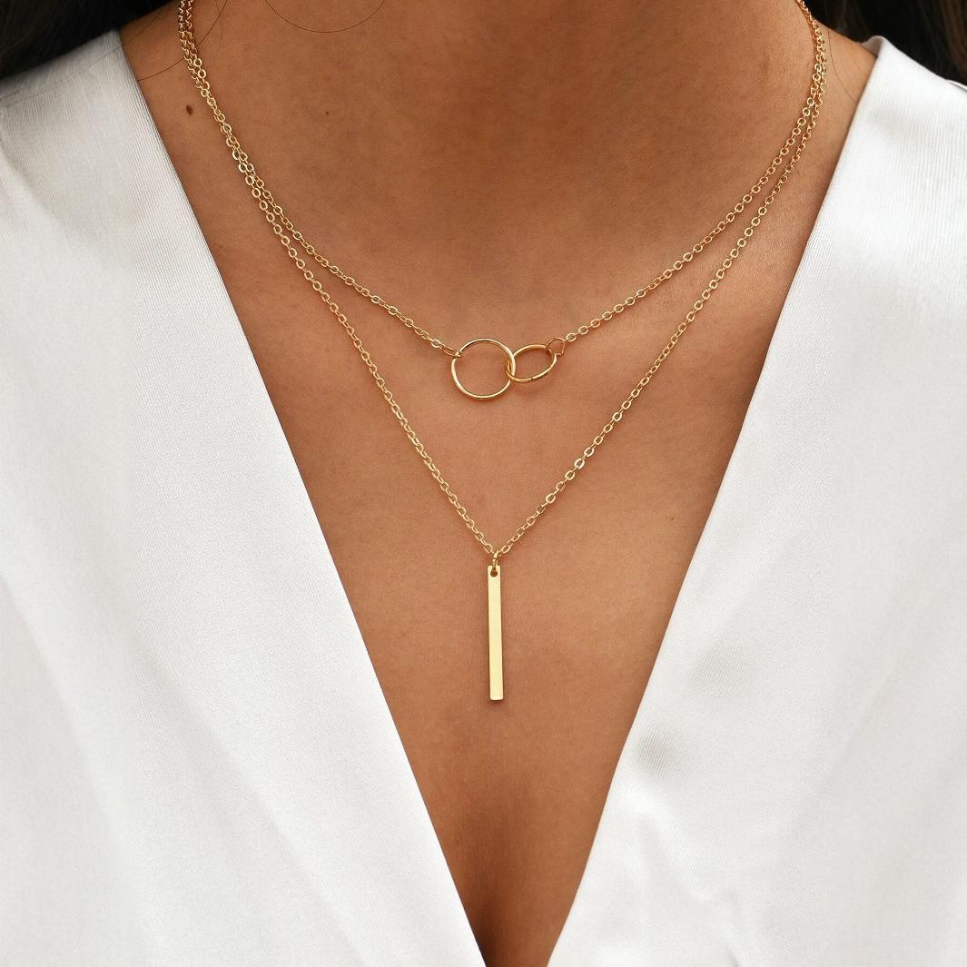 Fashion Bar Rod Ring Necklace