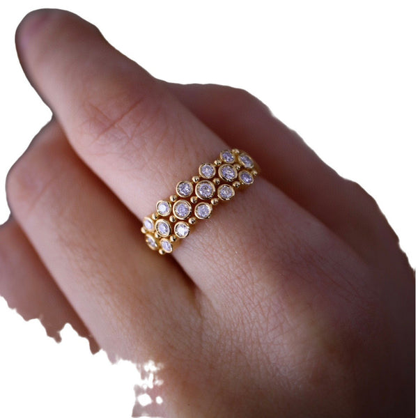 Bubble Diamond Ring Size Beads 18K Gold Plating Multi-layer