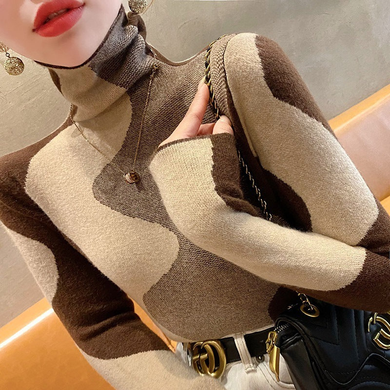 Autumn And Winter Undershirt High-grade Western Style Color Matching Winter Knitting Inner Wear