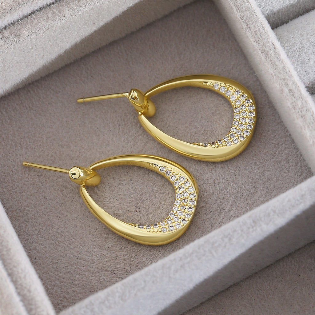 Simple Zircon Unique Design Ear Ring Light Luxury Geometric Ring Earrings