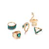 Snake-shaped Love Emerald Diamond Five-piece Ring For Women