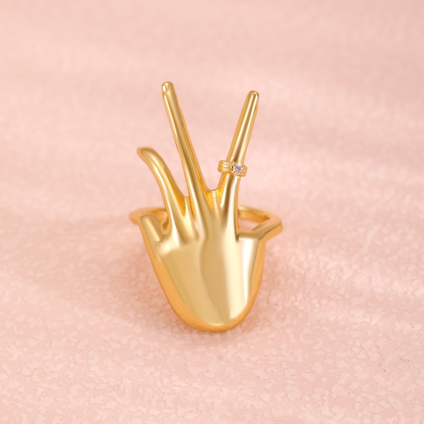 Creative Palm Ring Female Copper Inlaid Zircon