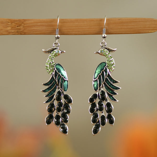 European And American Texture Peacock Earrings Retro