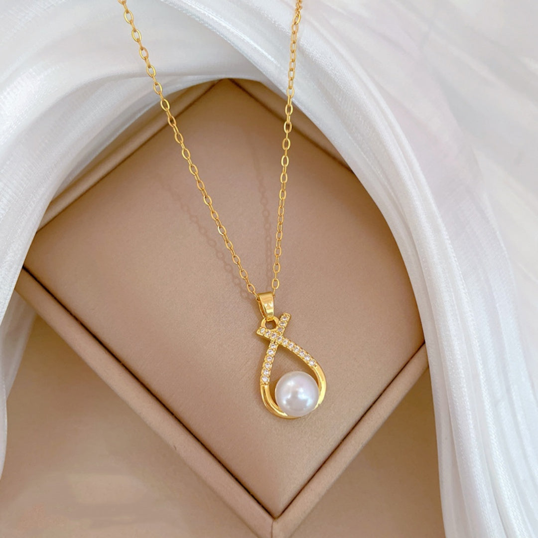 Necklace Women's Copper Micro Inlaid Real Gold Electroplating Ins