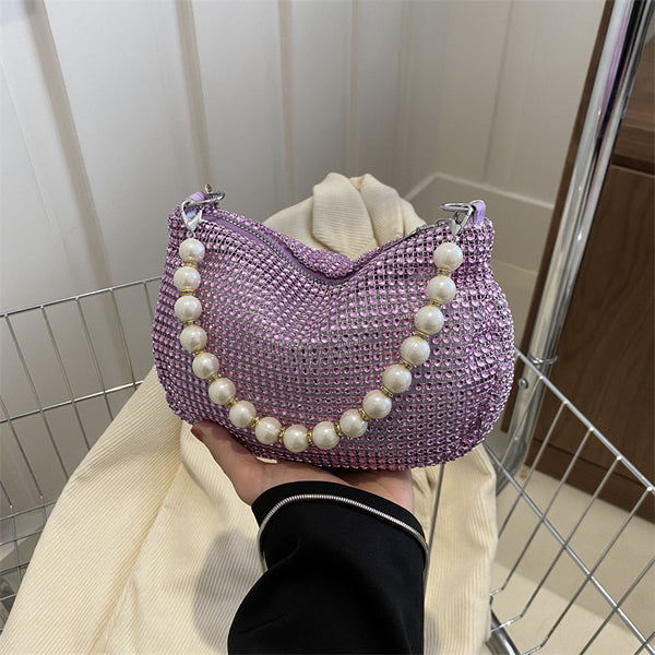 Pearl Special Imitation Diamond Handbag Shoulder Bag Women's Bag