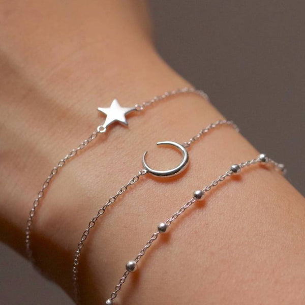 Stylish Moon And The Stars Ball Bracelet Three-piece Suit