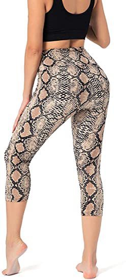 Slimming Cropped Pants High Waist Print Leggings