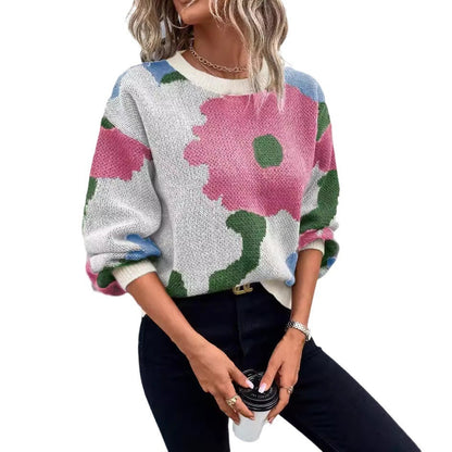 Fashionable All-match Jacquard Leisure Pullover Sweater