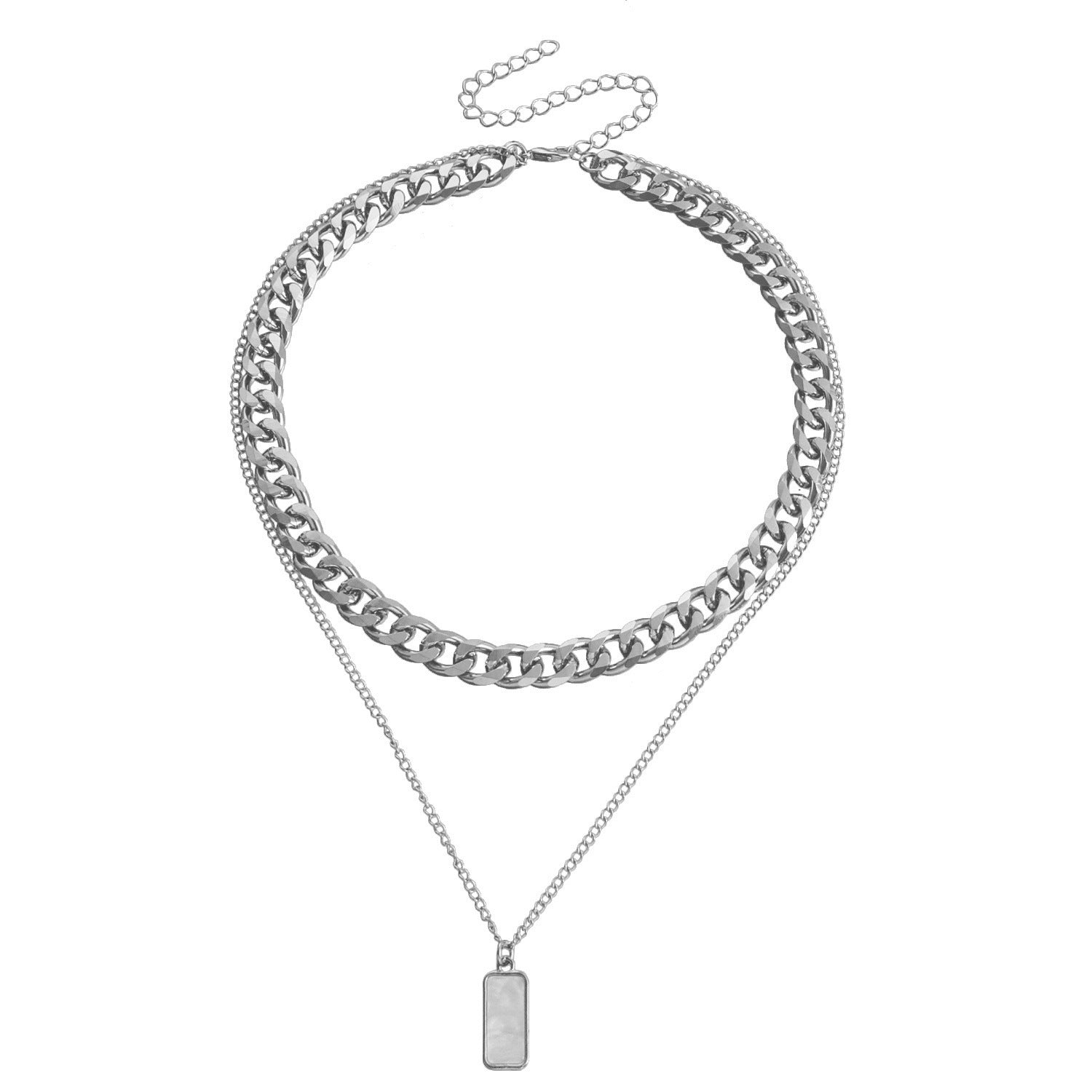 Double Layer White Shell Necklace Fashion Personality Metal