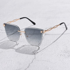 Frameless Trimming Sunglasses Metal Hollow Gradient Color Sunglasses