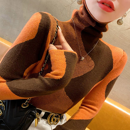 Autumn And Winter Undershirt High-grade Western Style Color Matching Winter Knitting Inner Wear