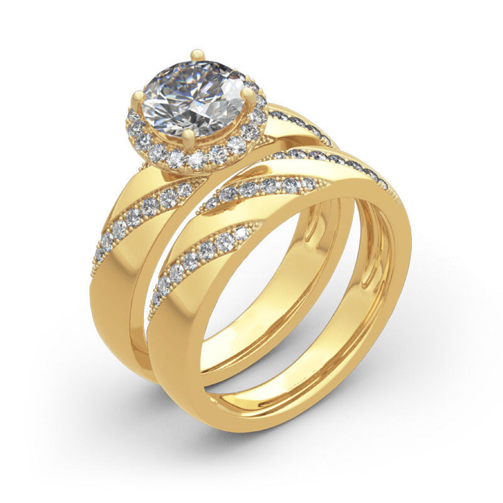 Micro Inlaid Zircon Couple Rings Women's Fashion Wedding Ring