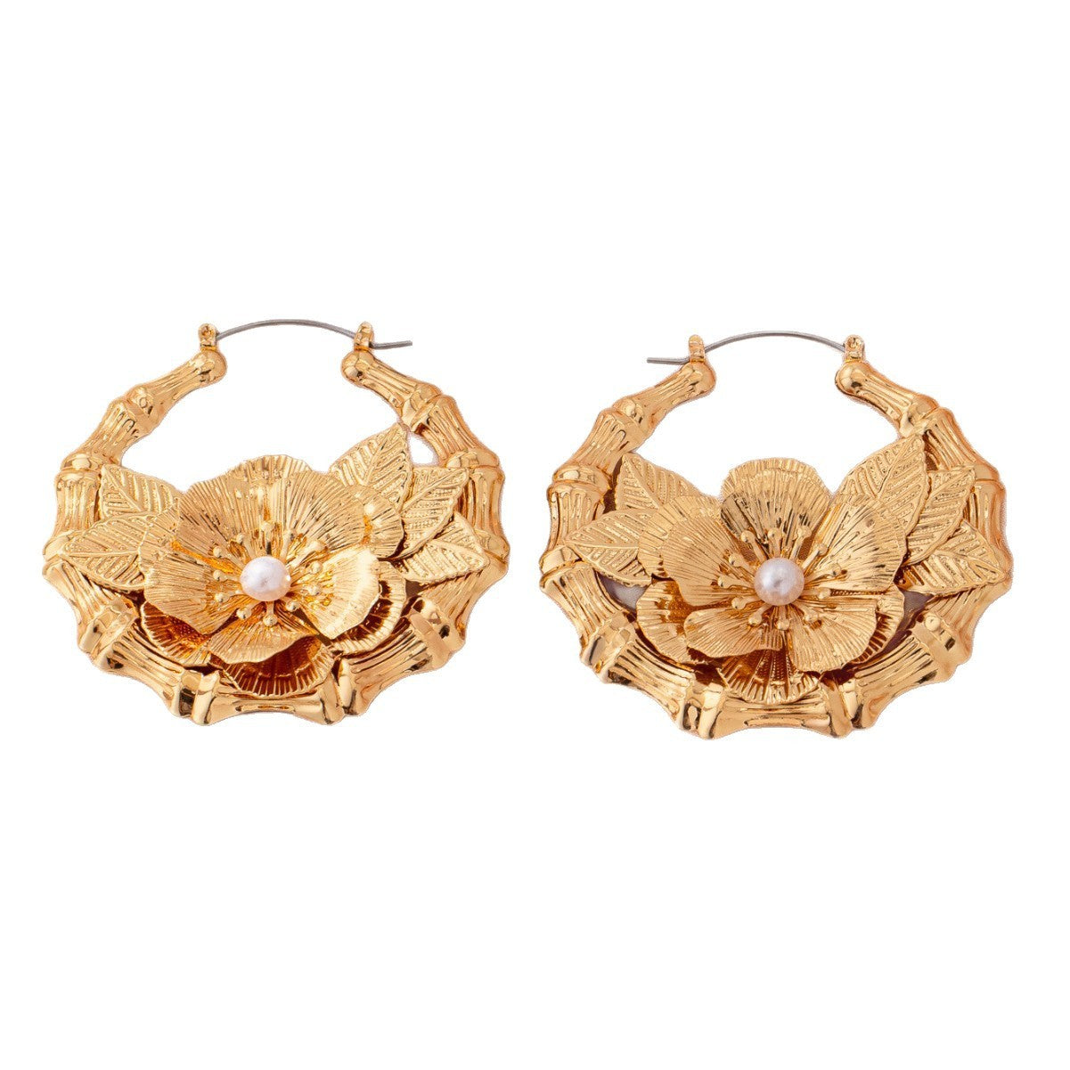 European And American Classic Bamboo Flower Earrings