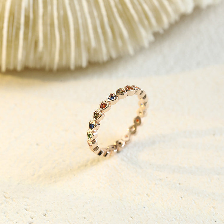 Fashion Ins Copper Inlaid Zircon Love Ring