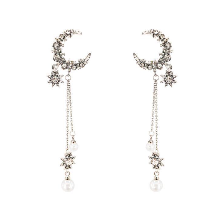 All-matching Long XINGX Tassel Full-jeweled Stud Earrings