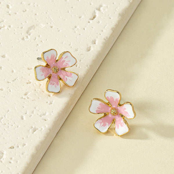 Sweet Elegance Cherry Blossom Earrings Female Korean Style Niche Design