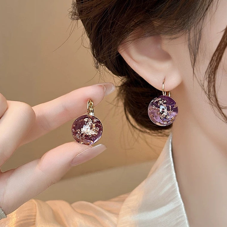 Purple Gold Foil Ball Earrings Minority Women