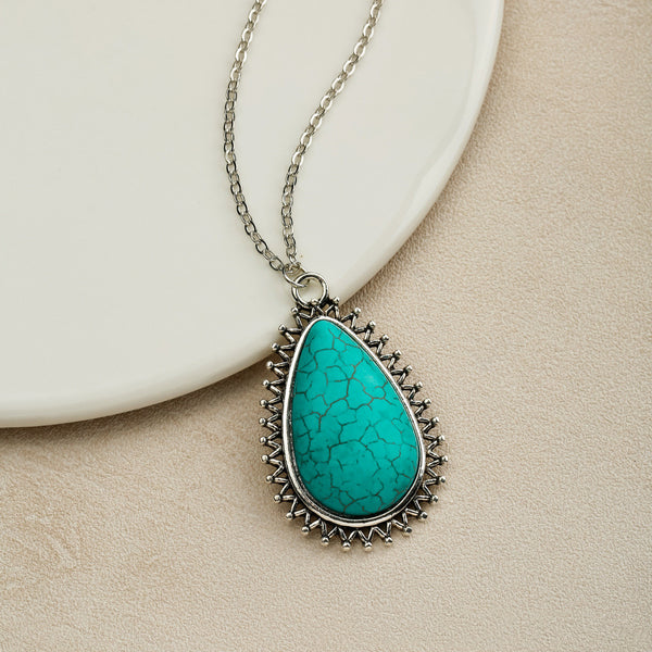 Necklace Turquoise Pendant Bohemian Style Ornament Cross-border European And American Wholesale Natural Jewelry