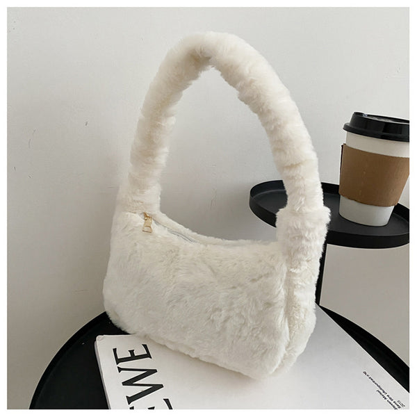 Autumn And Winter Furry Shoulder Underarm Small Bag For Women