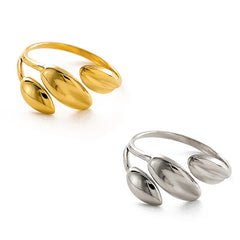 French Open Adjustable Titanium Steel Three-leaf Ring